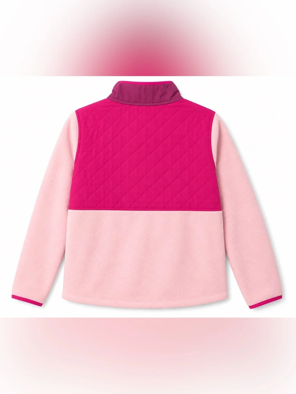 Eddie Bauer Girls Pink Fleece Quilted Jacket XL 14 16 Full Zip Outdoor